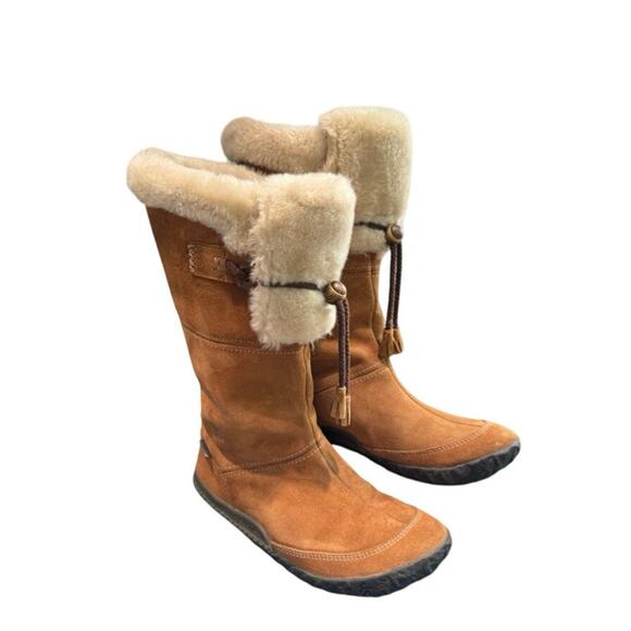 CUSHE Suede Cabin Fever Fair isle faux Fur Lined tall Brown Boots Womens 7 EUC - Picture 2 of 10